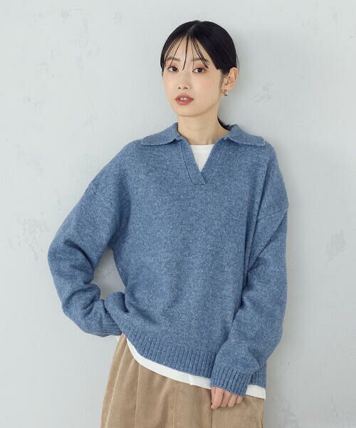 COMME CA ISM/コムサイズム 【セットアイテム】スキッパーニット+長袖Tシャツ ブルー F COMME CA ISM/コムサイズム 【セットアイテム】スキッパーニット+長袖Tシャツ ブルー F