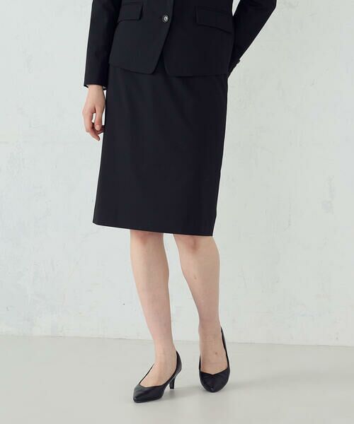 COMME CA ISM / コムサイズム セットアップ | 【セットアップ対応】SUPER-TEX ウール混トロピカルストレッチ タイトスカート（ブラック）