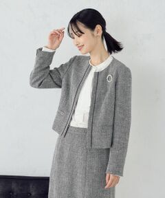 COMME CA ISM / コムサイズム ノーカラージャケット | 【セットアップ対応】ラメツイード ジャケット