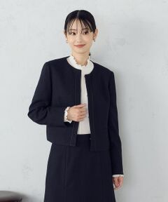 COMME CA ISM / コムサイズム ノーカラージャケット | 【セットアップ対応】ラメツイード ジャケット