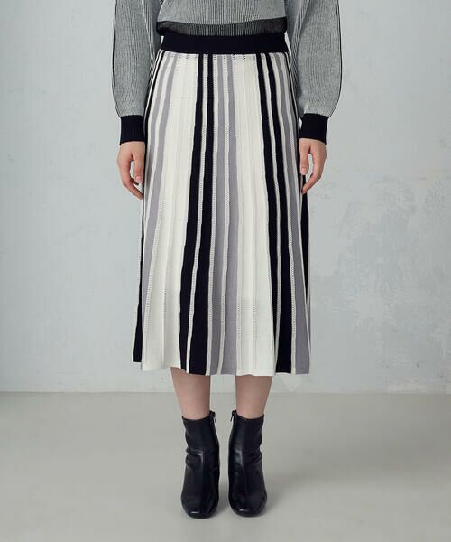 COMME CA ISM / コムサイズム ロング・マキシ丈スカート | マルチストライプ配色ニットスカート / セットアップ対応 | 詳細7