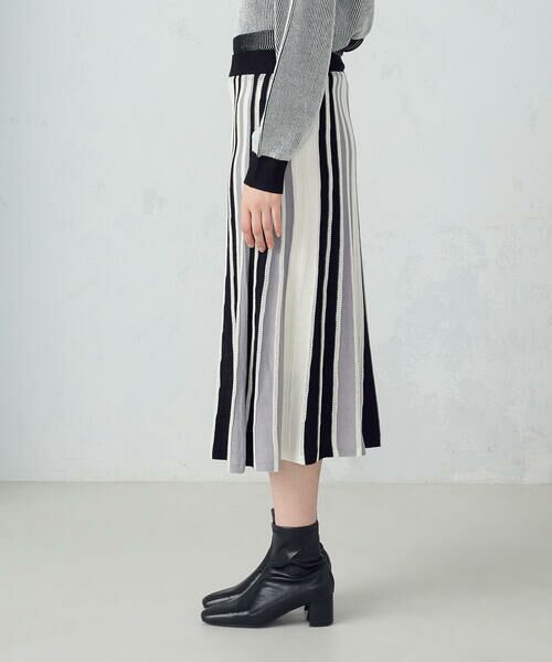 COMME CA ISM / コムサイズム ロング・マキシ丈スカート | マルチストライプ配色ニットスカート / セットアップ対応 | 詳細8