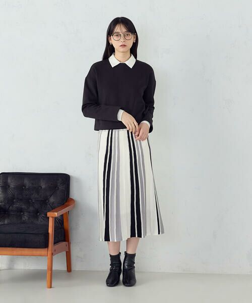 COMME CA ISM / コムサイズム ロング・マキシ丈スカート | マルチストライプ配色ニットスカート / セットアップ対応 | 詳細4