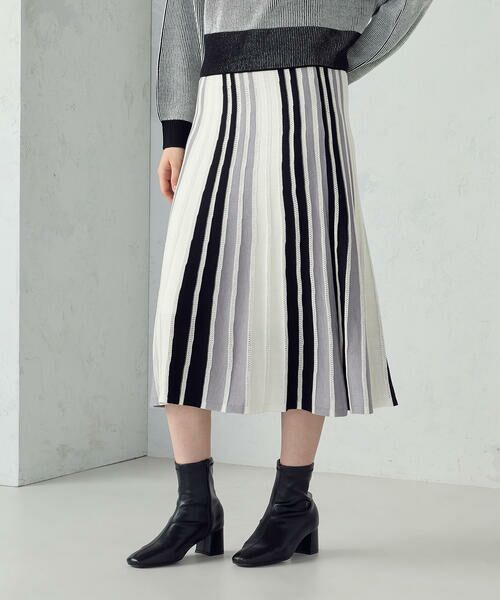 COMME CA ISM / コムサイズム ロング・マキシ丈スカート | マルチストライプ配色ニットスカート / セットアップ対応 | 詳細5