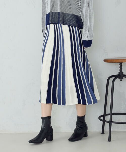 COMME CA ISM / コムサイズム ロング・マキシ丈スカート | マルチストライプ配色ニットスカート / セットアップ対応 | 詳細16