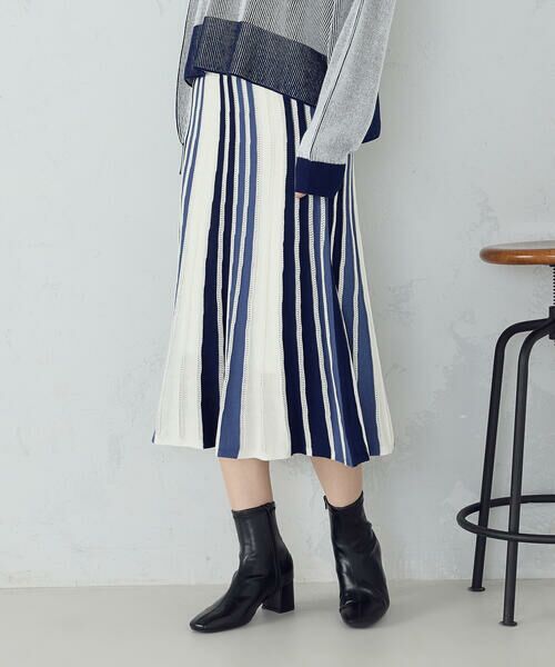 COMME CA ISM / コムサイズム ロング・マキシ丈スカート | マルチストライプ配色ニットスカート / セットアップ対応 | 詳細15