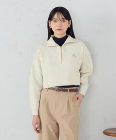 COMME CA ISM / コムサイズム ニット・セーター | 【ウォッシャブル】ワンポイント 刺繍 ハーフジップニット