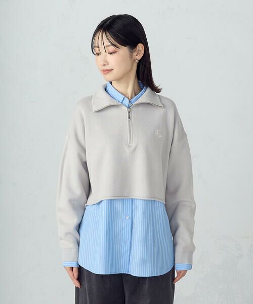 COMME CA ISM / コムサイズム ニット・セーター | 【ウォッシャブル】ワンポイント 刺繍 ハーフジップニット | 詳細12