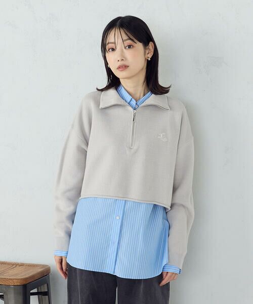 COMME CA ISM / コムサイズム ニット・セーター | 【ウォッシャブル】ワンポイント 刺繍 ハーフジップニット | 詳細9