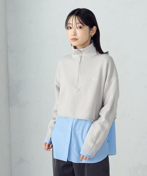 COMME CA ISM / コムサイズム ニット・セーター | 【ウォッシャブル】ワンポイント 刺繍 ハーフジップニット | 詳細10