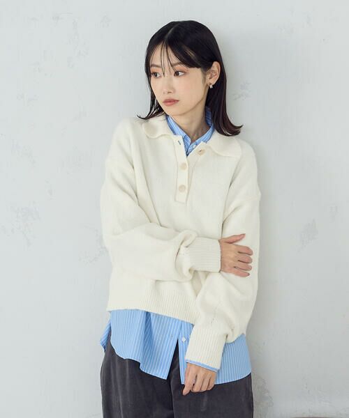 COMME CA ISM / コムサイズム ニット・セーター | メタルボタン ポロニット | 詳細6