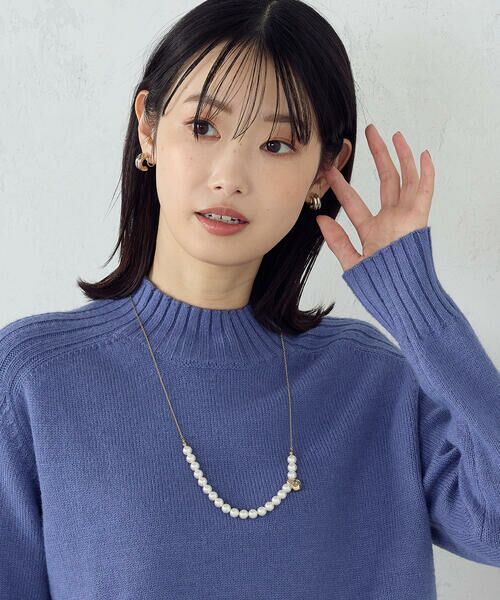 COMME CA ISM / コムサイズム ネックレス・ペンダント・チョーカー | 変形メタルパーツ パールネックレス | 詳細1