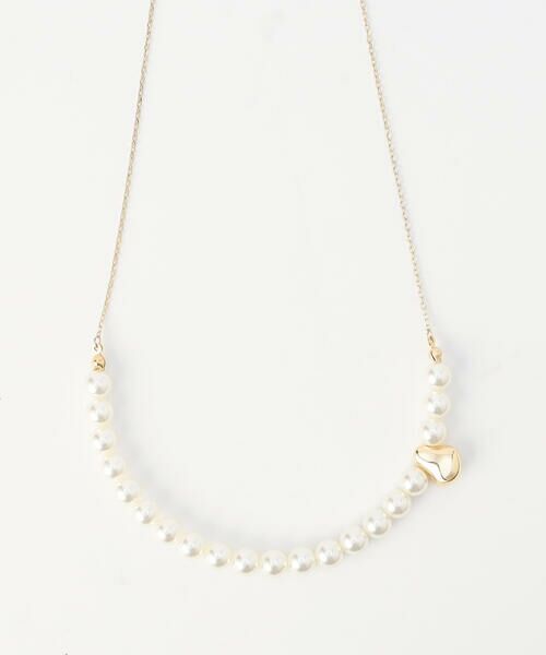 COMME CA ISM / コムサイズム ネックレス・ペンダント・チョーカー | 変形メタルパーツ パールネックレス | 詳細4