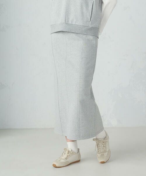 COMME CA ISM / コムサイズム ロング・マキシ丈スカート | 【セットアイテム】裏毛スカート / セットアップ対応（グレー）