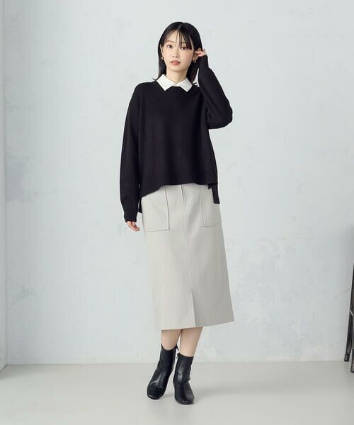 COMME CA ISM / コムサイズム ミニ・ひざ丈スカート | フラノ調ジャージータイトスカート | 詳細1