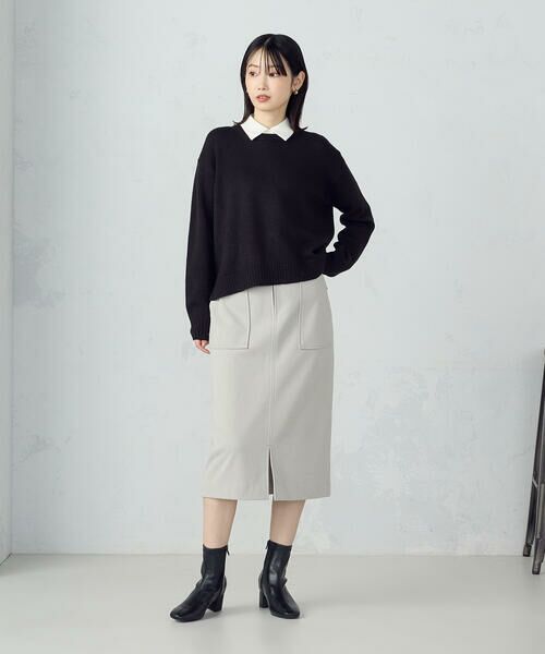 COMME CA ISM / コムサイズム ミニ・ひざ丈スカート | フラノ調ジャージータイトスカート | 詳細2