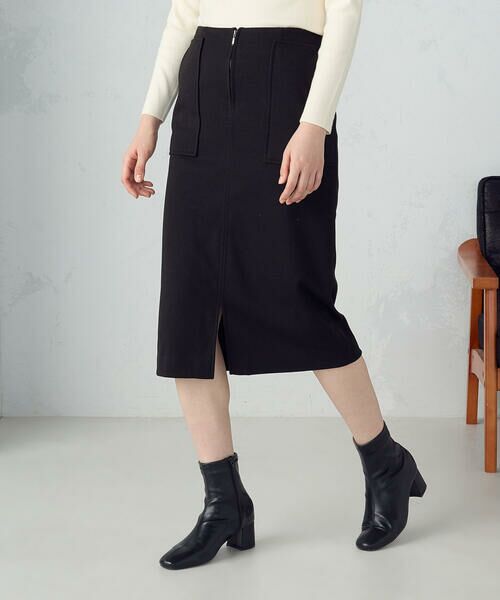 COMME CA ISM / コムサイズム ミニ・ひざ丈スカート | フラノ調ジャージータイトスカート | 詳細9