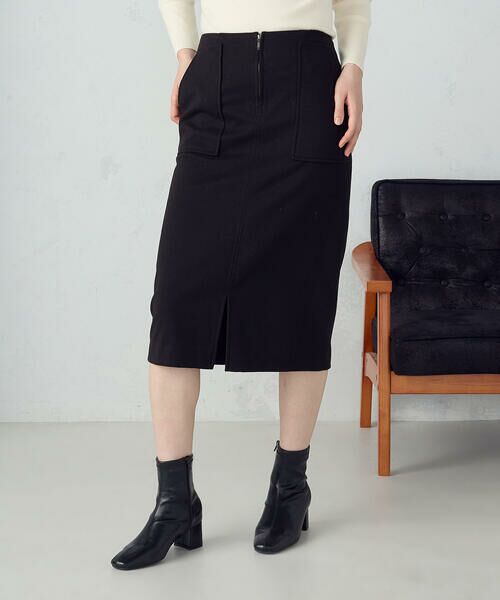 COMME CA ISM / コムサイズム ミニ・ひざ丈スカート | フラノ調ジャージータイトスカート | 詳細10