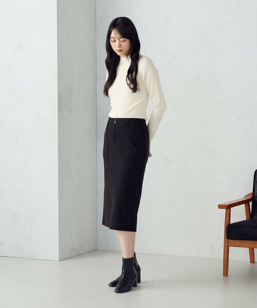 COMME CA ISM / コムサイズム ミニ・ひざ丈スカート | フラノ調ジャージータイトスカート | 詳細6