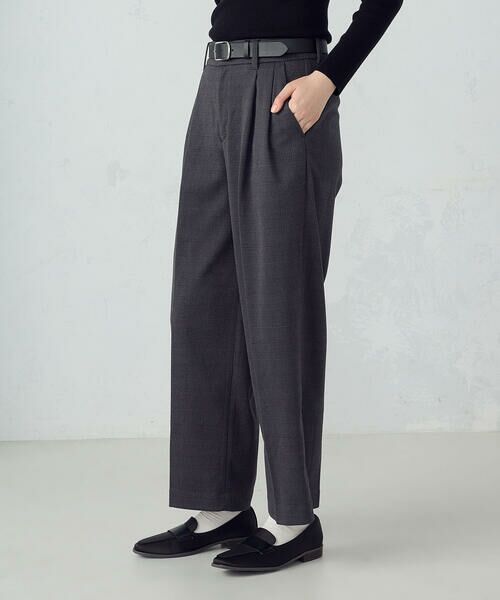COMME CA ISM / コムサイズム その他パンツ | 2タック ワイドパンツ(チャコールグレンチェック)