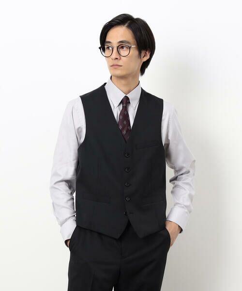 COMME CA ISM/コムサイズム 【セットアップ対応】ポリエステル ウール ギャバ ベスト ブラック XL COMME CA ISM/コムサイズム 【セットアップ対応】ポリエステル ウール ギャバ ベスト ブラック XL