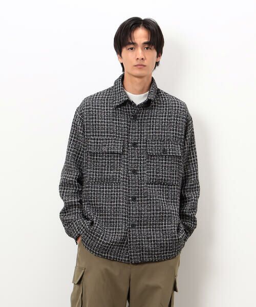 COMME CA ISM / コムサイズム ブルゾン | ファンシーツイード シャツブルゾン | 詳細3