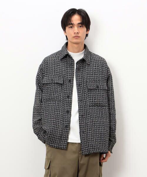 COMME CA ISM / コムサイズム ブルゾン | ファンシーツイード シャツブルゾン | 詳細4