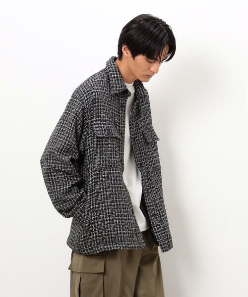 COMME CA ISM / コムサイズム ブルゾン | ファンシーツイード シャツブルゾン | 詳細5
