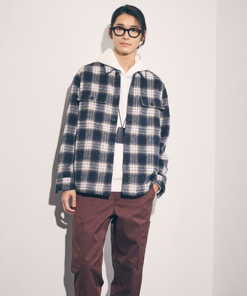 COMME CA ISM / コムサイズム ブルゾン | ウールライク シャギーチェック シャツブルゾン | 詳細1