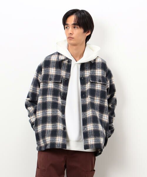 COMME CA ISM / コムサイズム ブルゾン | ウールライク シャギーチェック シャツブルゾン | 詳細5
