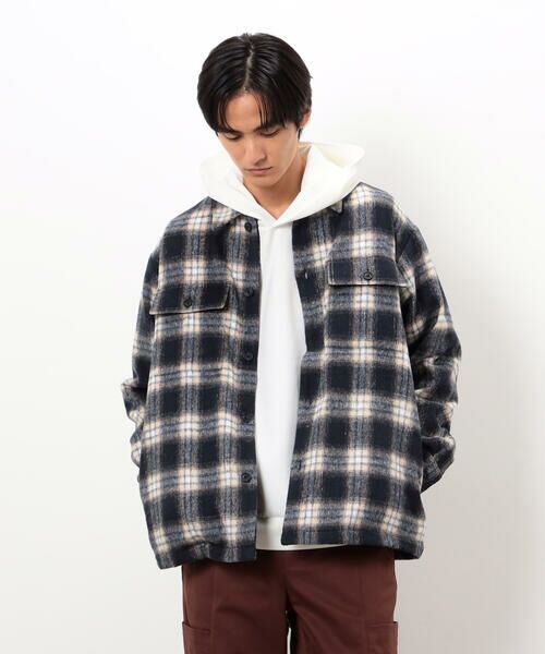 COMME CA ISM / コムサイズム ブルゾン | ウールライク シャギーチェック シャツブルゾン | 詳細6