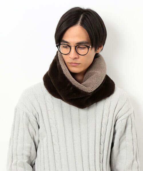 COMME CA ISM / コムサイズム マフラー・ショール・スヌード・ストール | 【 リバーシブル】ボアフリース＆ファー スヌード | 詳細8