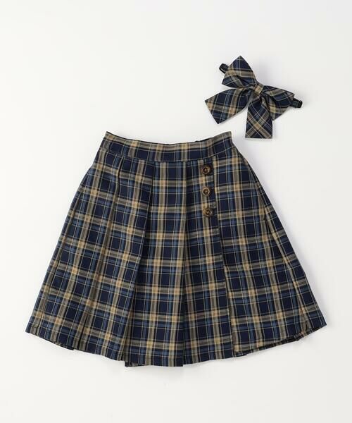 COMME CA ISM / コムサイズム ロング・マキシ丈スカート | チェック キュロットスカート(140-160cm)(ネイビー系)