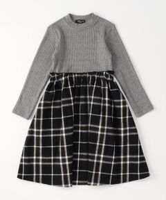 COMME CA ISM / コムサイズム ロング・マキシ丈ワンピース | チェック ドッキング ワンピース