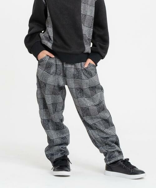 COMME CA ISM / コムサイズム スラックス・ドレスパンツ | グレンチェックプリント 裏起毛 ロングテーパードパンツ / セットアップ対応 | 詳細1