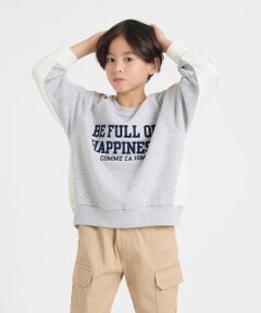 COMME CA ISM / コムサイズム スウェット | フロッキープリント 配色トレーナー