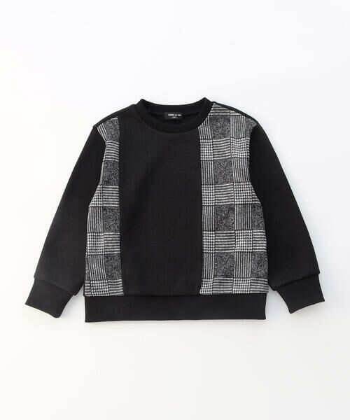 COMME CA ISM / コムサイズム スウェット | グレンチェックプリント 裏起毛 切り替えトレーナー / セットアップ対応 | 詳細4