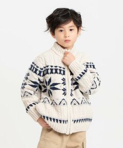 COMME CA ISM / コムサイズム ニット・セーター | 【雑誌掲載商品】雪柄 モールニット ジップアップ ブルゾン