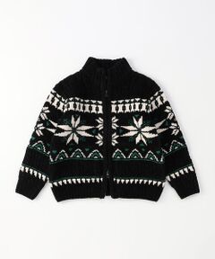 COMME CA ISM / コムサイズム ニット・セーター | 【雑誌掲載商品】雪柄 モールニット ジップアップ ブルゾン