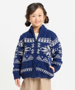 COMME CA ISM / コムサイズム ニット・セーター | 【雑誌掲載商品】雪柄 モールニット ジップアップ ブルゾン