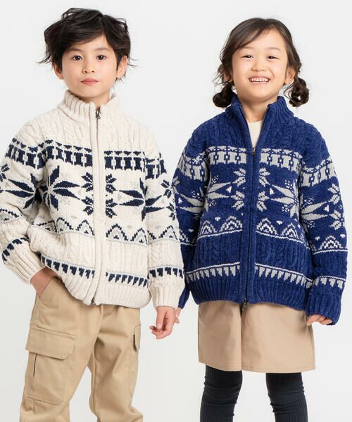 COMME CA ISM / コムサイズム ニット・セーター | 【雑誌掲載商品】雪柄 モールニット ジップアップ ブルゾン | 詳細1