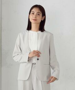 COMME CA ISM / コムサイズム ノーカラージャケット | 【セットアップ対応】ポリエステルツイル ノーカラージャケット