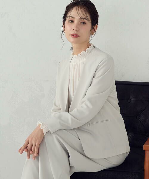COMME CA ISM / コムサイズム ノーカラージャケット | 【宮城舞さん着用】【セットアップ対応】ポリエステルツイル ノーカラージャケット | 詳細10