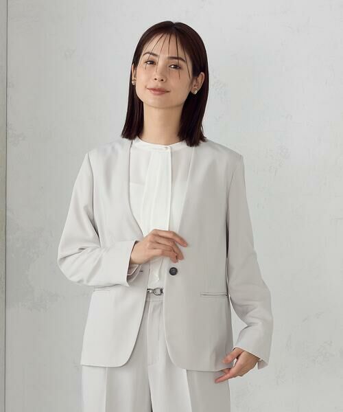 COMME CA ISM / コムサイズム ノーカラージャケット | 【宮城舞さん着用】【セットアップ対応】ポリエステルツイル ノーカラージャケット | 詳細12