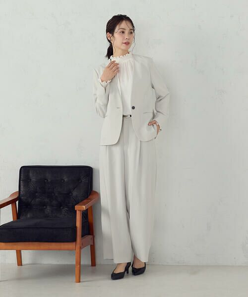 COMME CA ISM / コムサイズム ノーカラージャケット | 【宮城舞さん着用】【セットアップ対応】ポリエステルツイル ノーカラージャケット | 詳細4