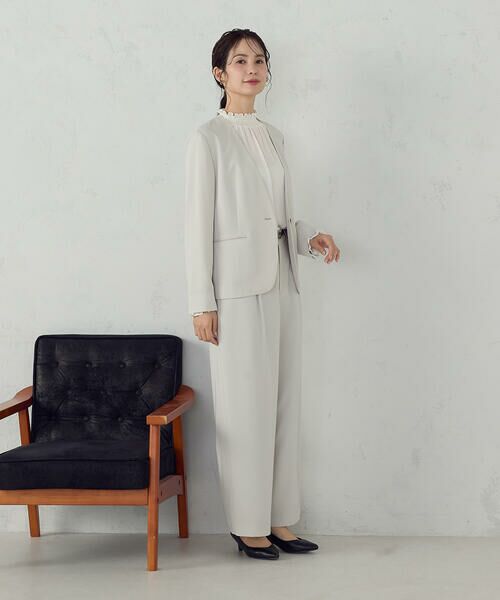 COMME CA ISM / コムサイズム ノーカラージャケット | 【宮城舞さん着用】【セットアップ対応】ポリエステルツイル ノーカラージャケット | 詳細5