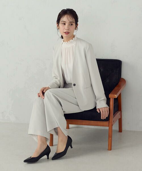 COMME CA ISM / コムサイズム ノーカラージャケット | 【宮城舞さん着用】【セットアップ対応】ポリエステルツイル ノーカラージャケット | 詳細6