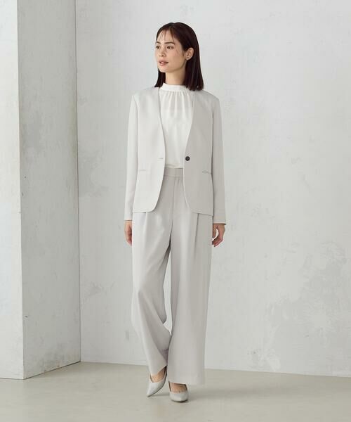 COMME CA ISM / コムサイズム ノーカラージャケット | 【宮城舞さん着用】【セットアップ対応】ポリエステルツイル ノーカラージャケット | 詳細7