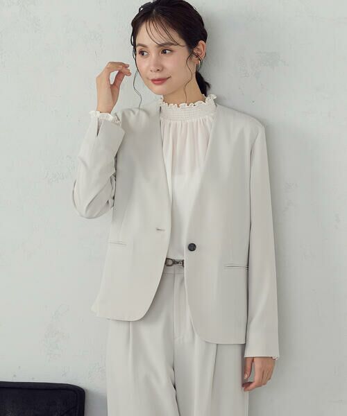 COMME CA ISM / コムサイズム ノーカラージャケット | 【宮城舞さん着用】【セットアップ対応】ポリエステルツイル ノーカラージャケット | 詳細9