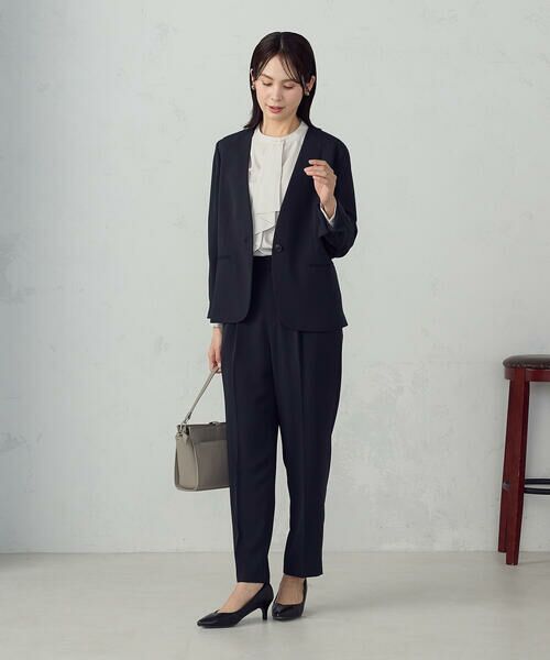 COMME CA ISM / コムサイズム ノーカラージャケット | 【宮城舞さん着用】【セットアップ対応】ポリエステルツイル ノーカラージャケット | 詳細14